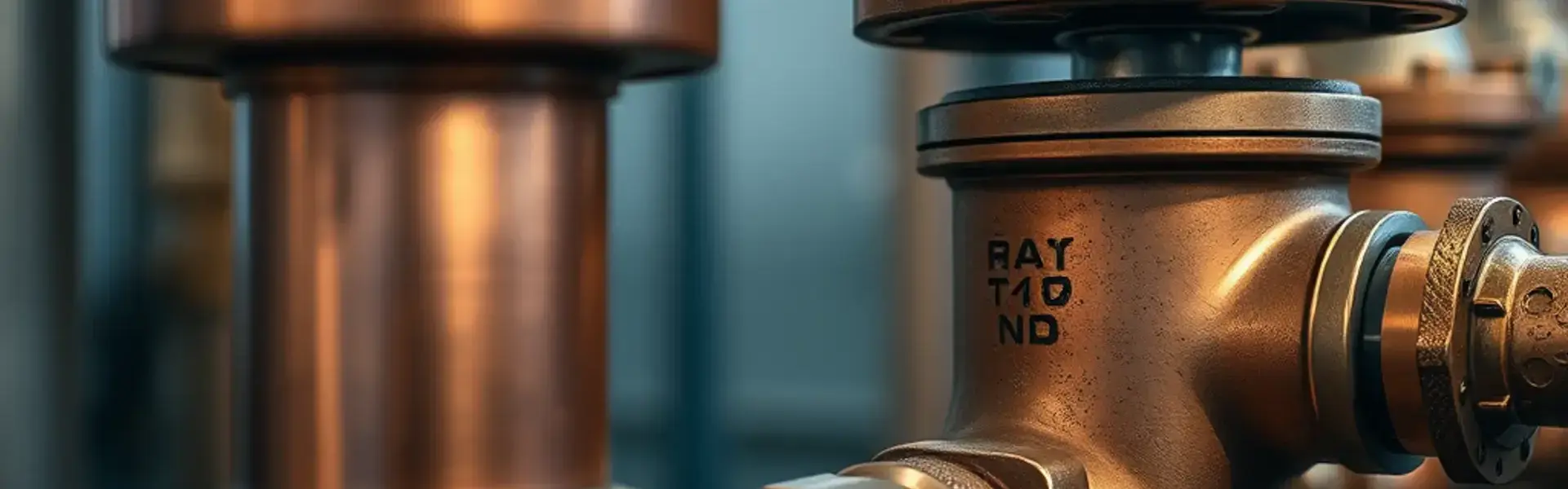 Copper pipes and industrial valves